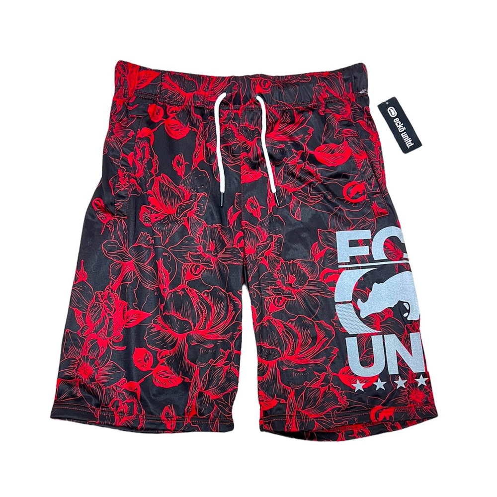 NWT Ecko Black & Red floral drawstring shorts
